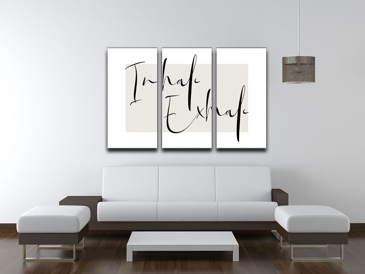 Inhale Exhale Cursive 3 Split Panel Canvas Print - Canvas Art Rocks - 3