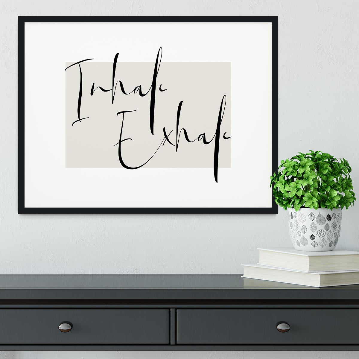 Inhale Exhale Cursive Framed Print - Canvas Art Rocks - 1