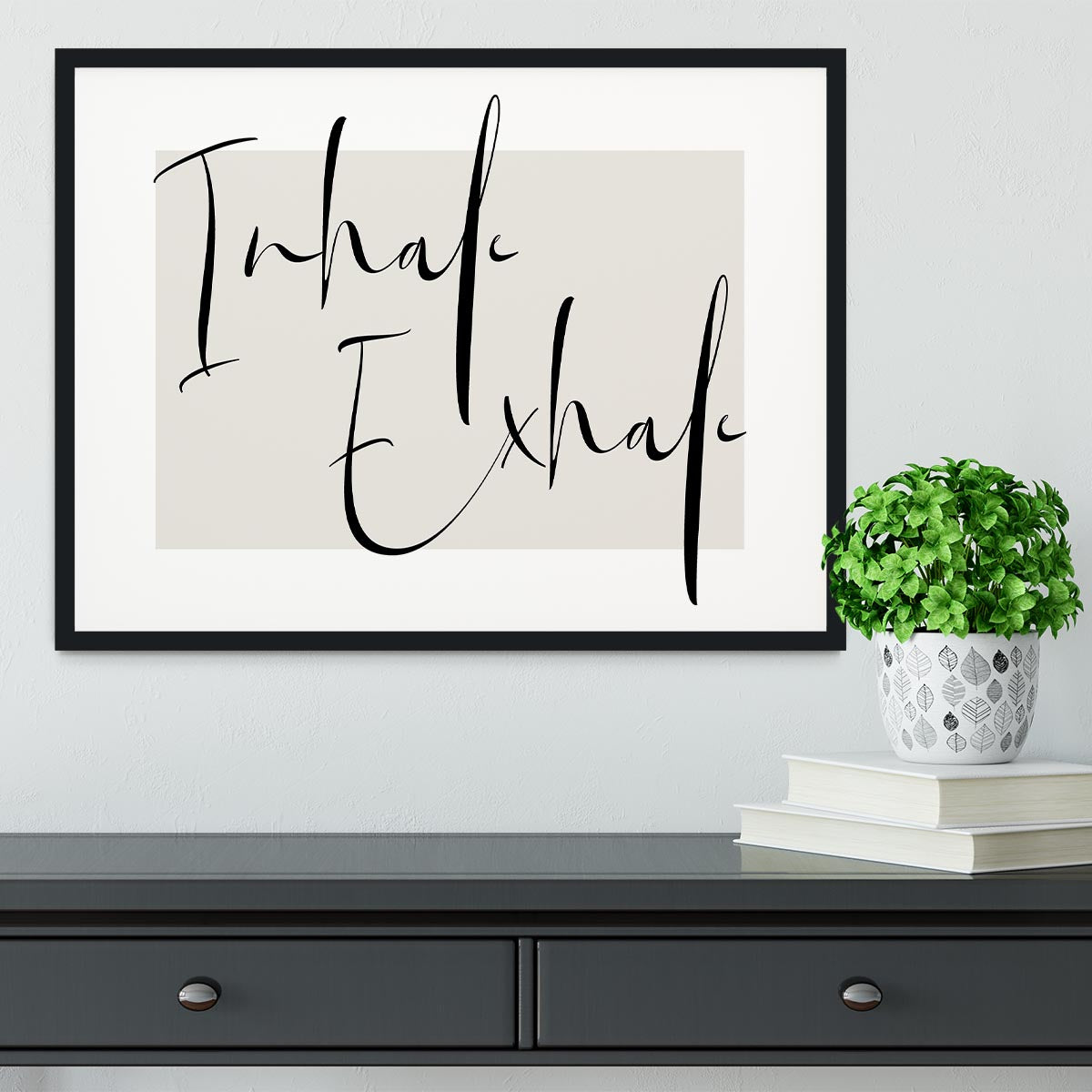 Inhale Exhale Cursive Framed Print - Canvas Art Rocks - 2