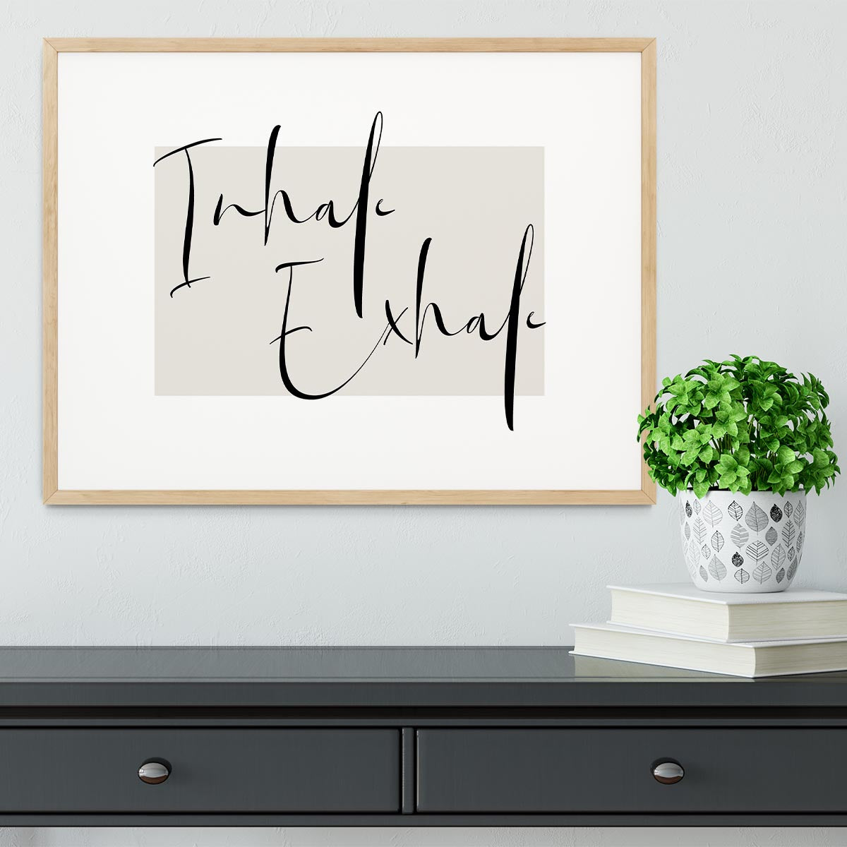 Inhale Exhale Cursive Framed Print - Canvas Art Rocks - 3