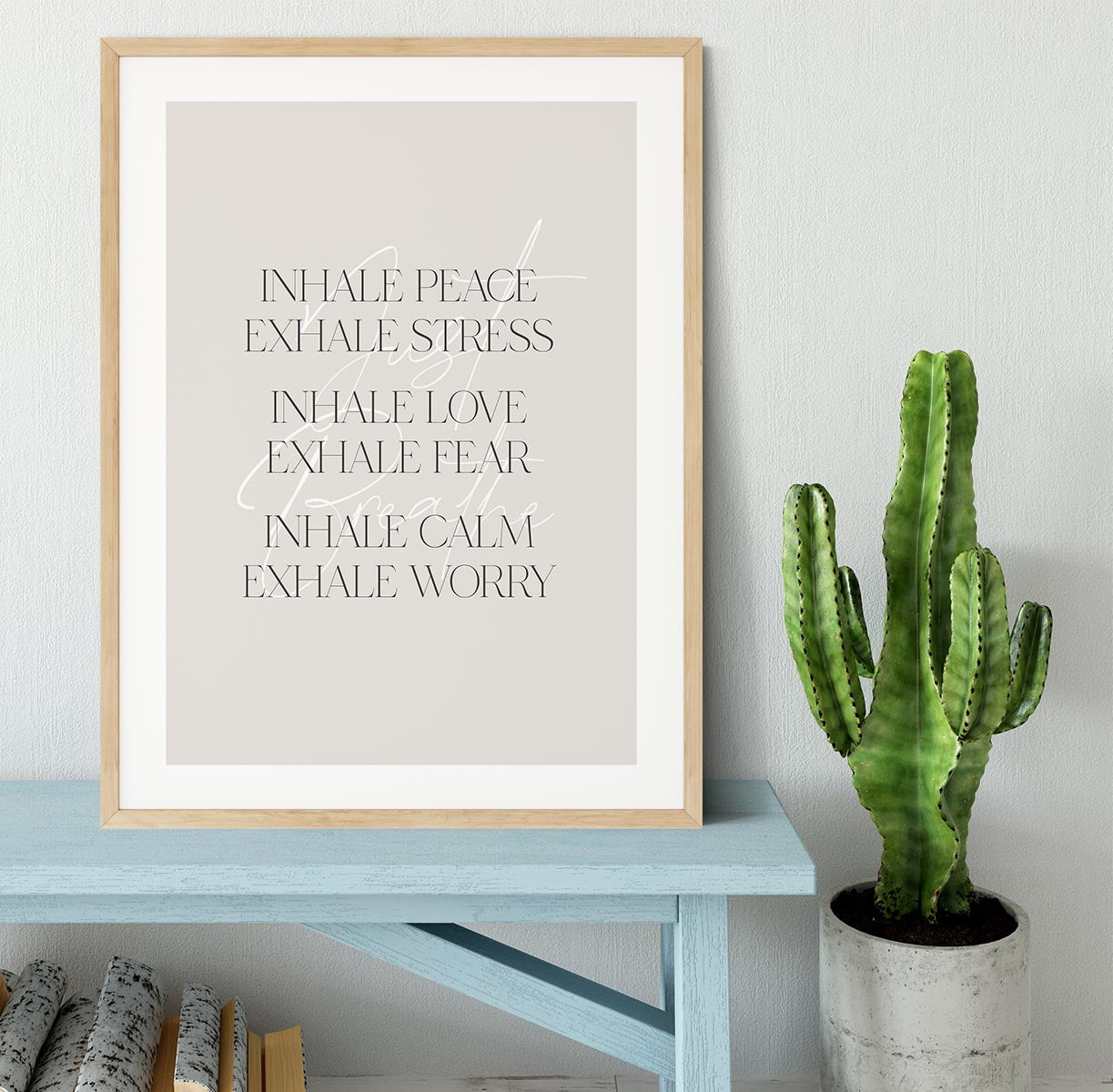 Inhale Peace Exhale Stress Framed Print - Canvas Art Rocks - 3