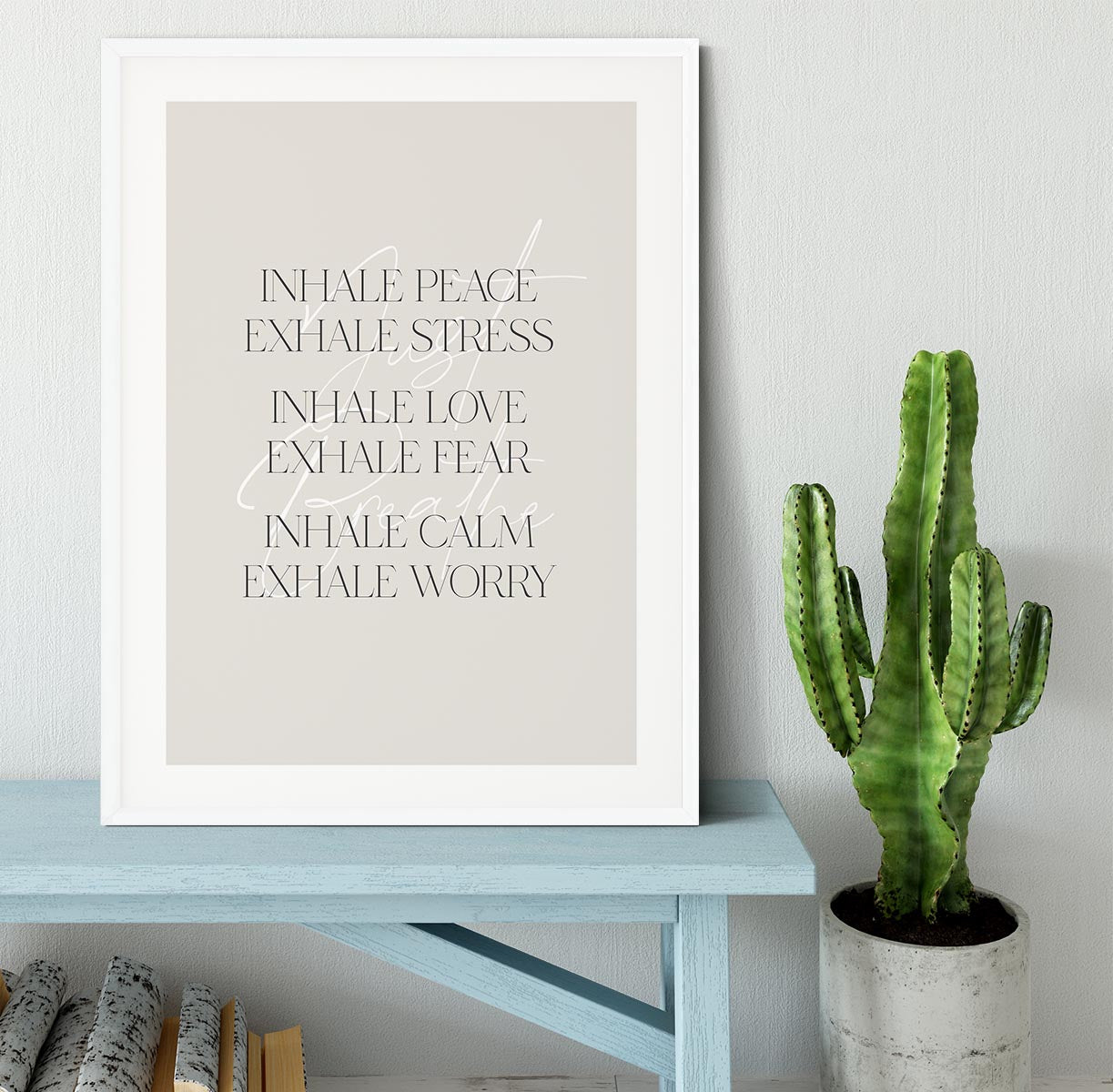 Inhale Peace Exhale Stress Framed Print - Canvas Art Rocks - 5