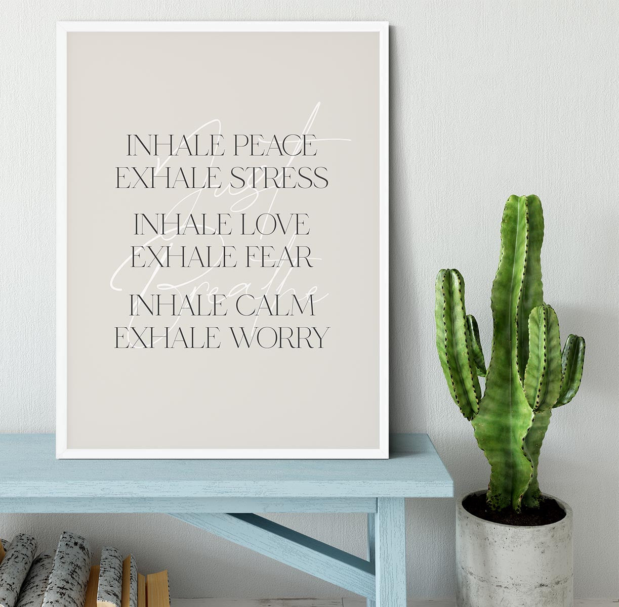 Inhale Peace Exhale Stress Framed Print - Canvas Art Rocks -6