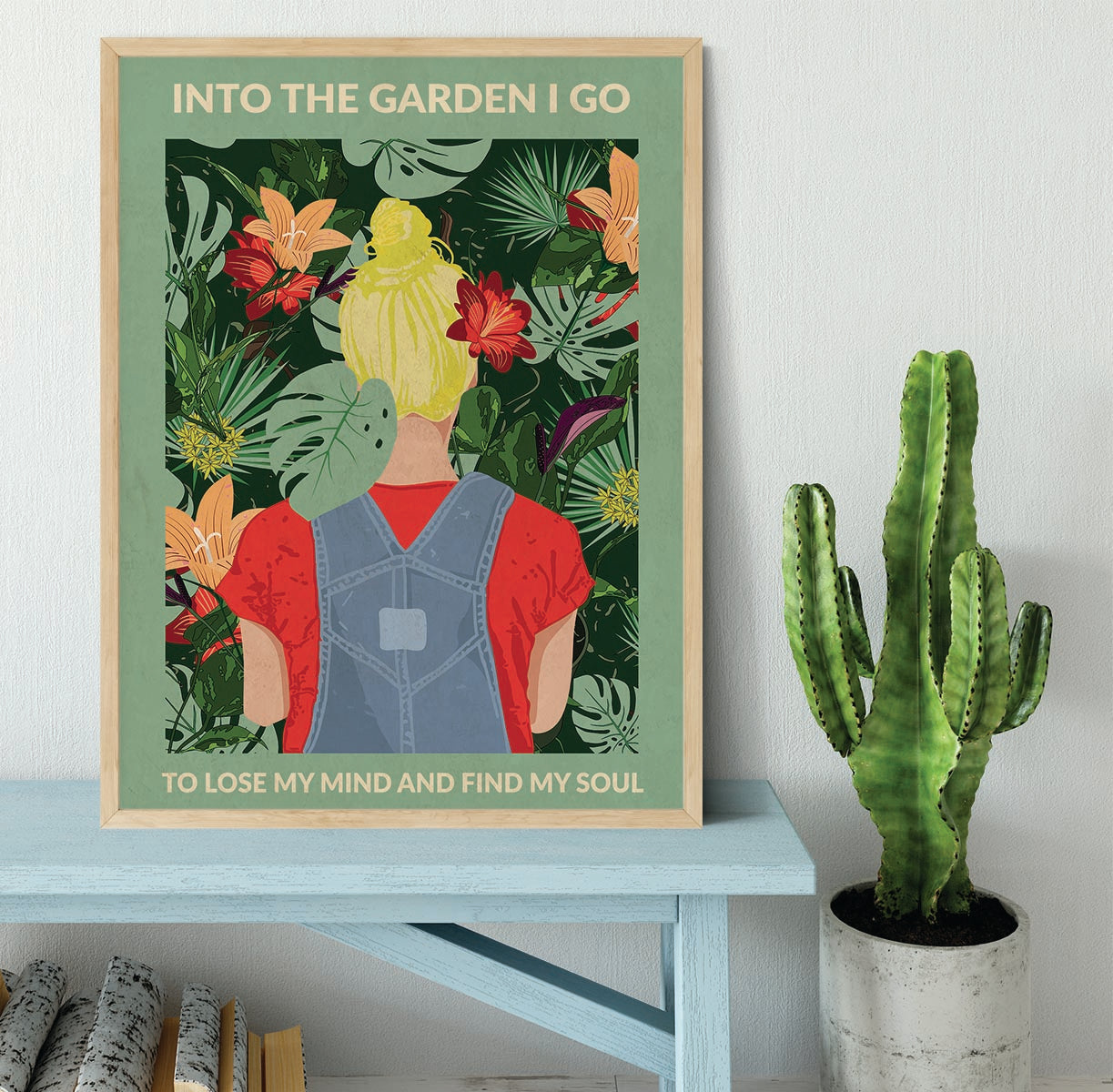 Into the Garden blonde a Light Green Framed Print - 1x - 4