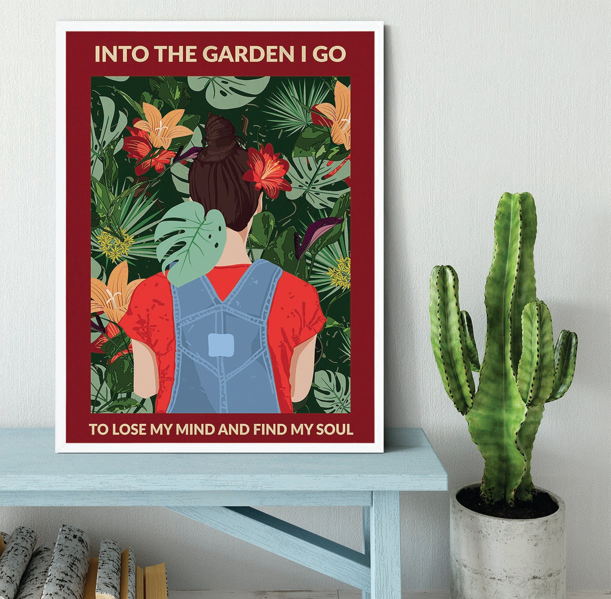 Into the Garden brunette a Burgundy Framed Print - 1x -6