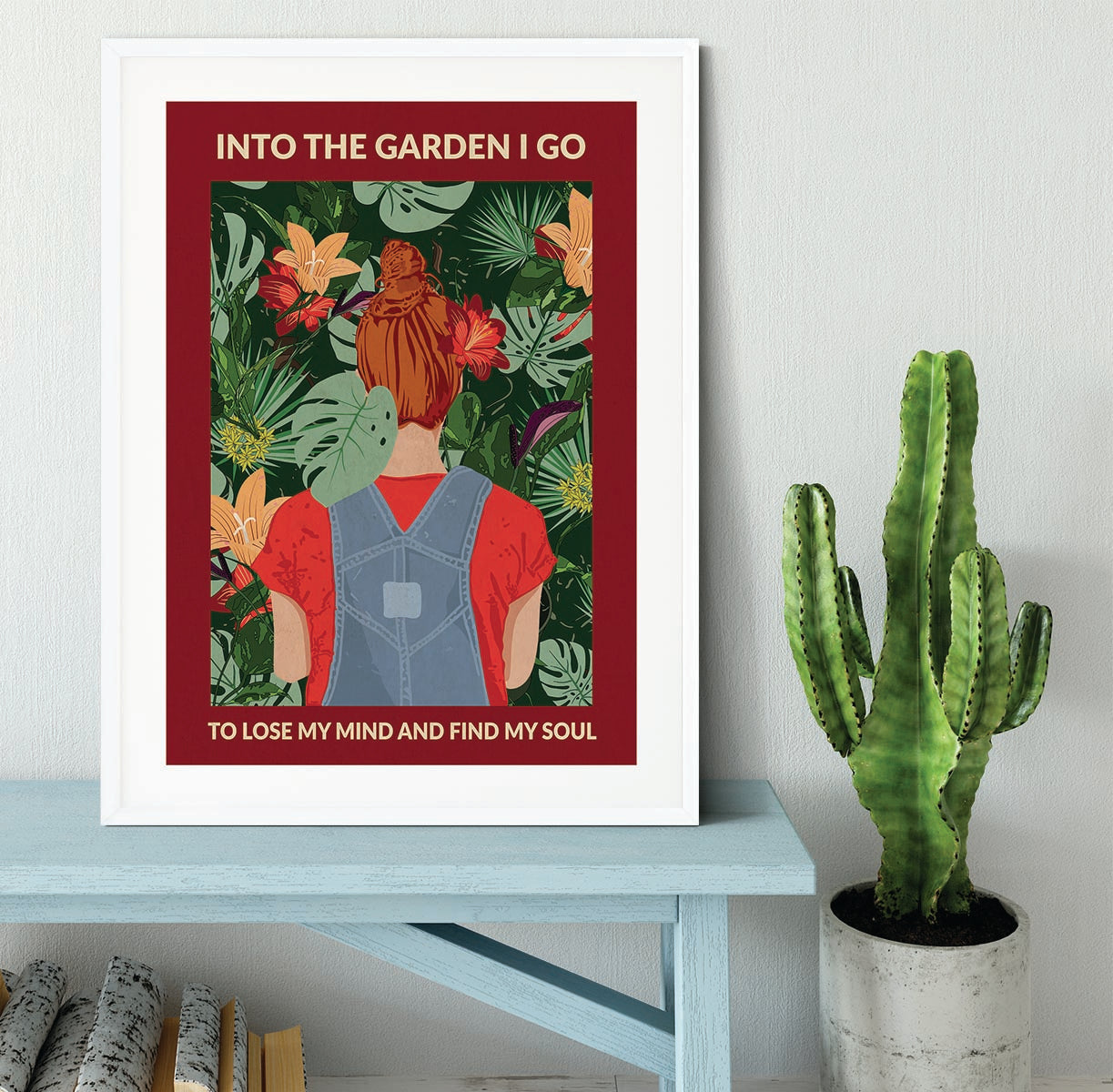 Into the Garden redhead a Burgundy Framed Print - 1x - 5