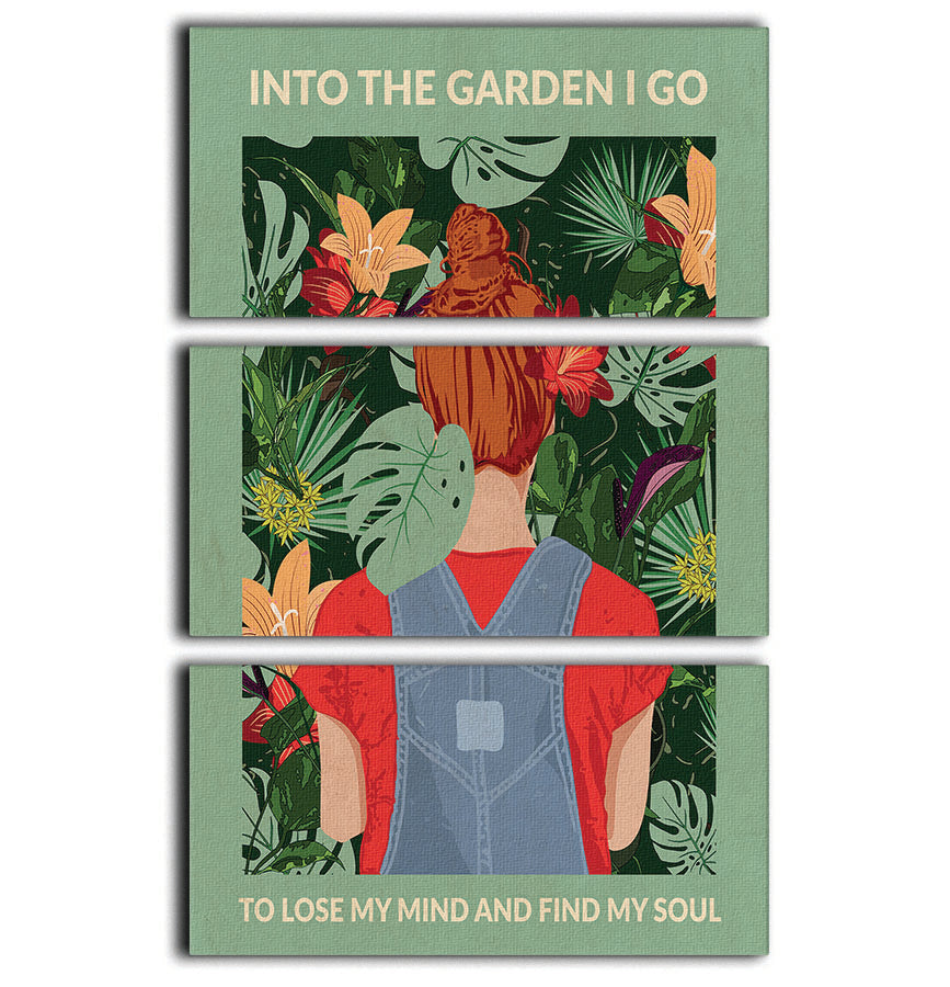 Into the Garden redhead a Light Green 3 Split Panel Canvas Print - 1x - 1