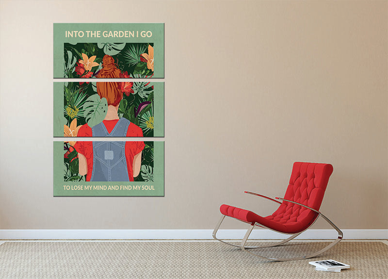 Into the Garden redhead a Light Green 3 Split Panel Canvas Print - 1x - 2