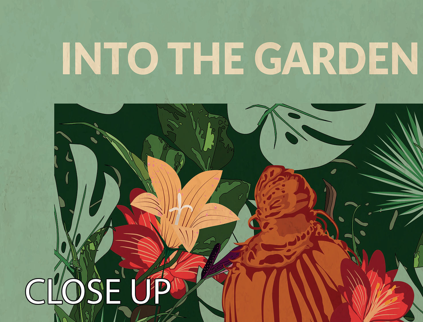 Into the Garden redhead a Light Green 3 Split Panel Canvas Print - 1x - 3