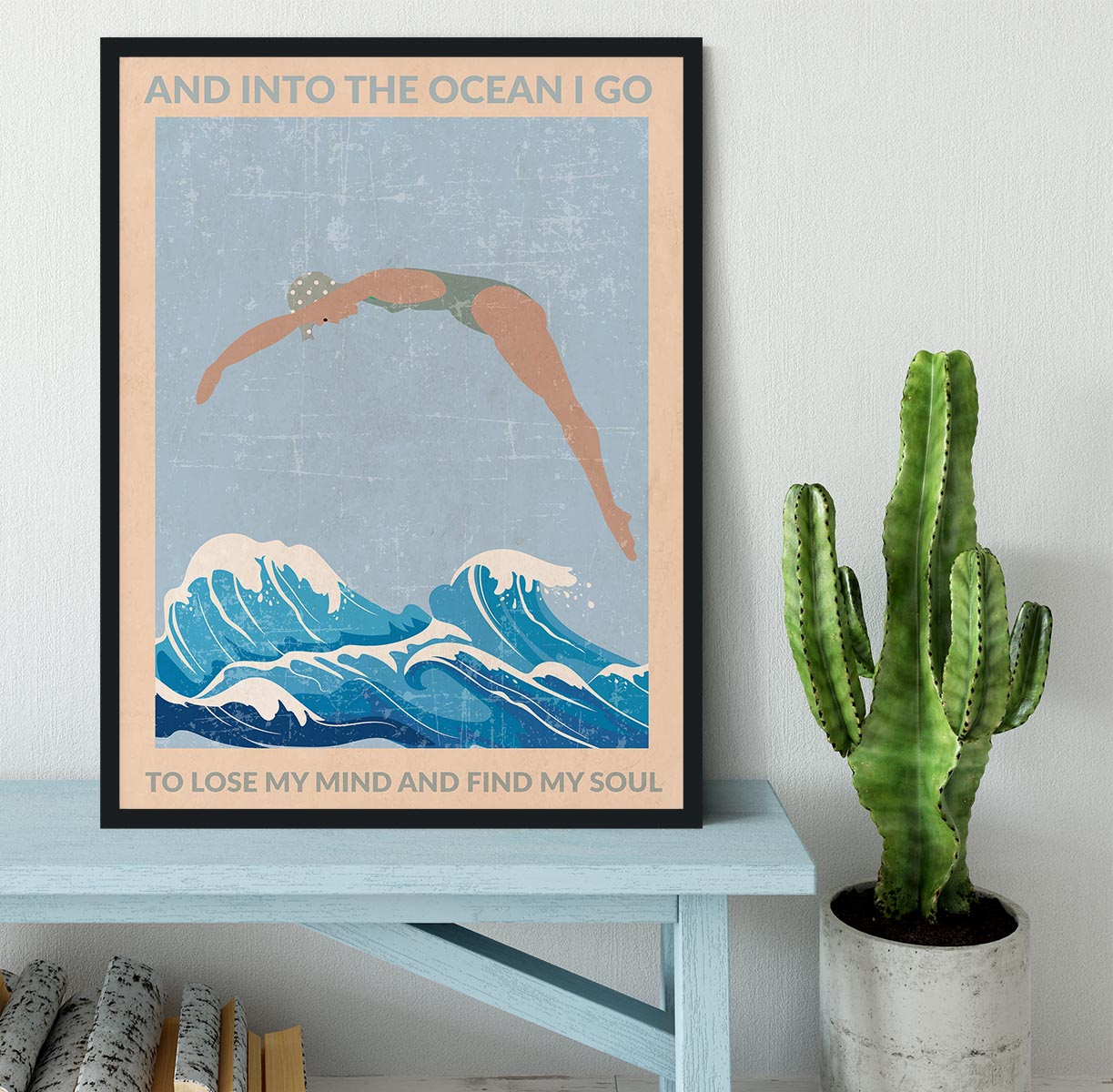 Into the Ocean I Go grey Framed Print - 1x - 2
