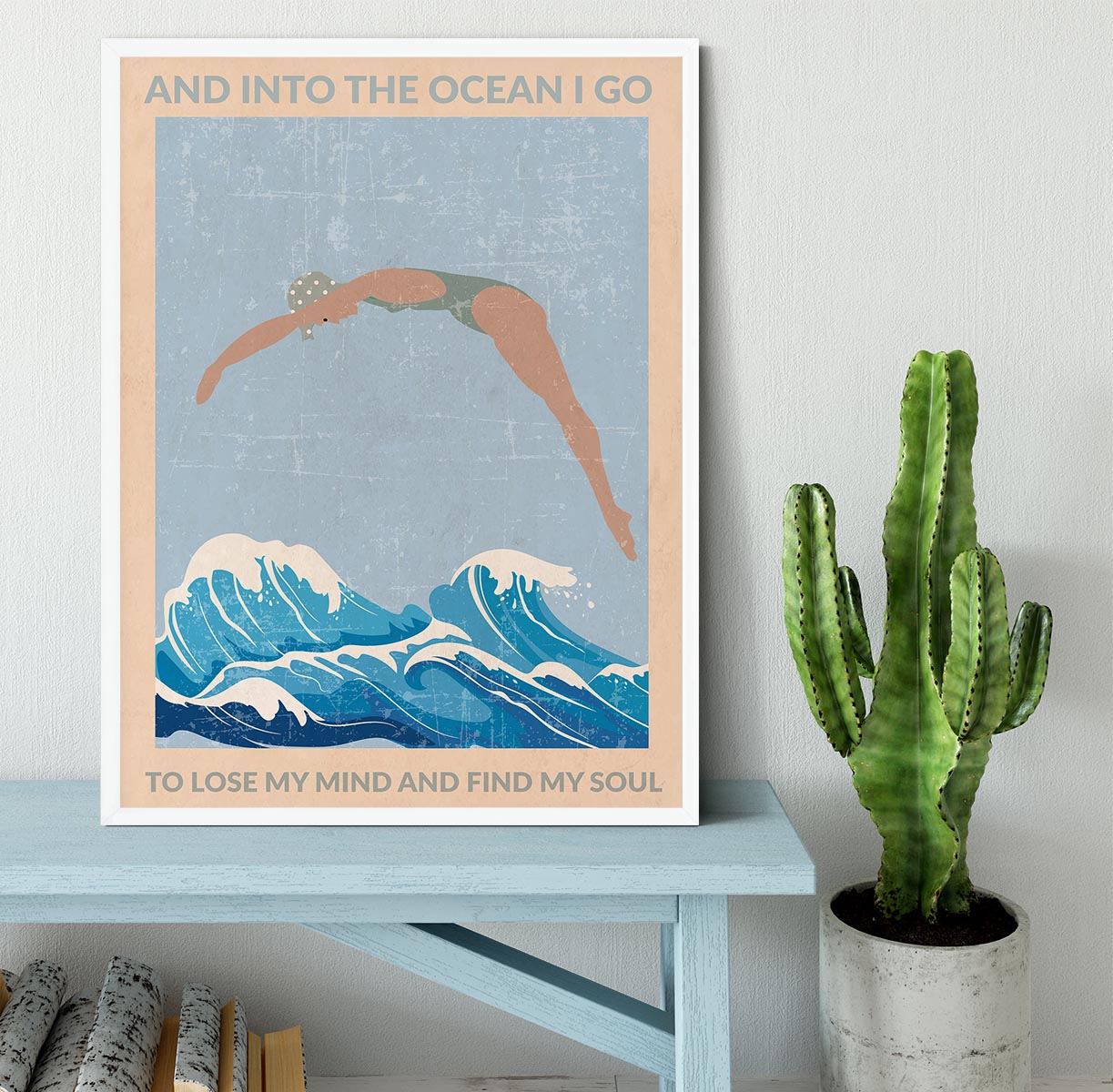Into the Ocean I Go grey Framed Print - 1x -6