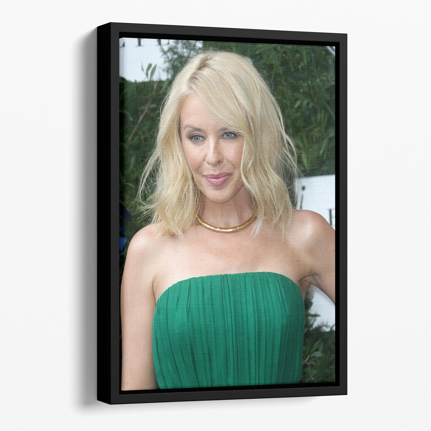 Kylie Minogue in green Floating Framed Canvas - Canvas Art Rocks - 1