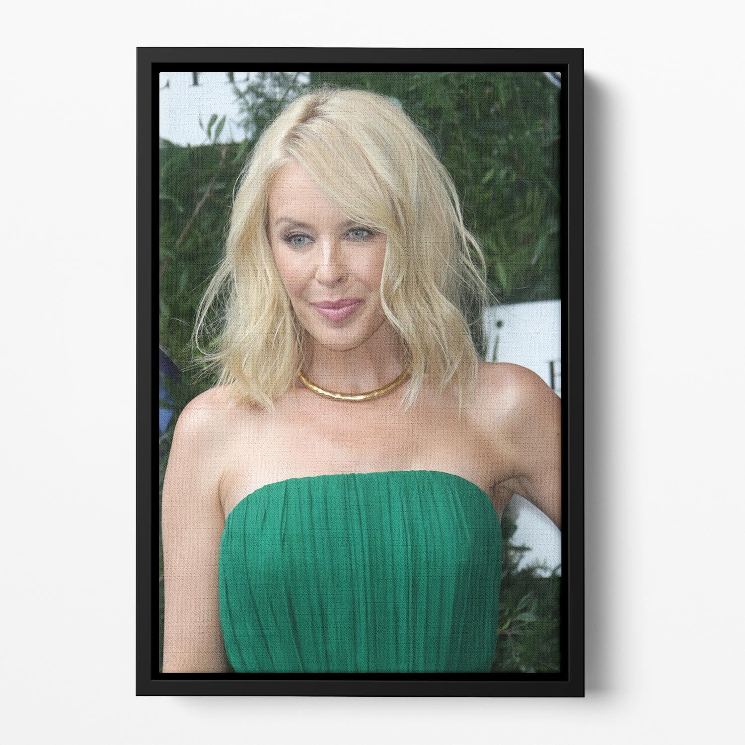 Kylie Minogue in green Floating Framed Canvas - Canvas Art Rocks - 2