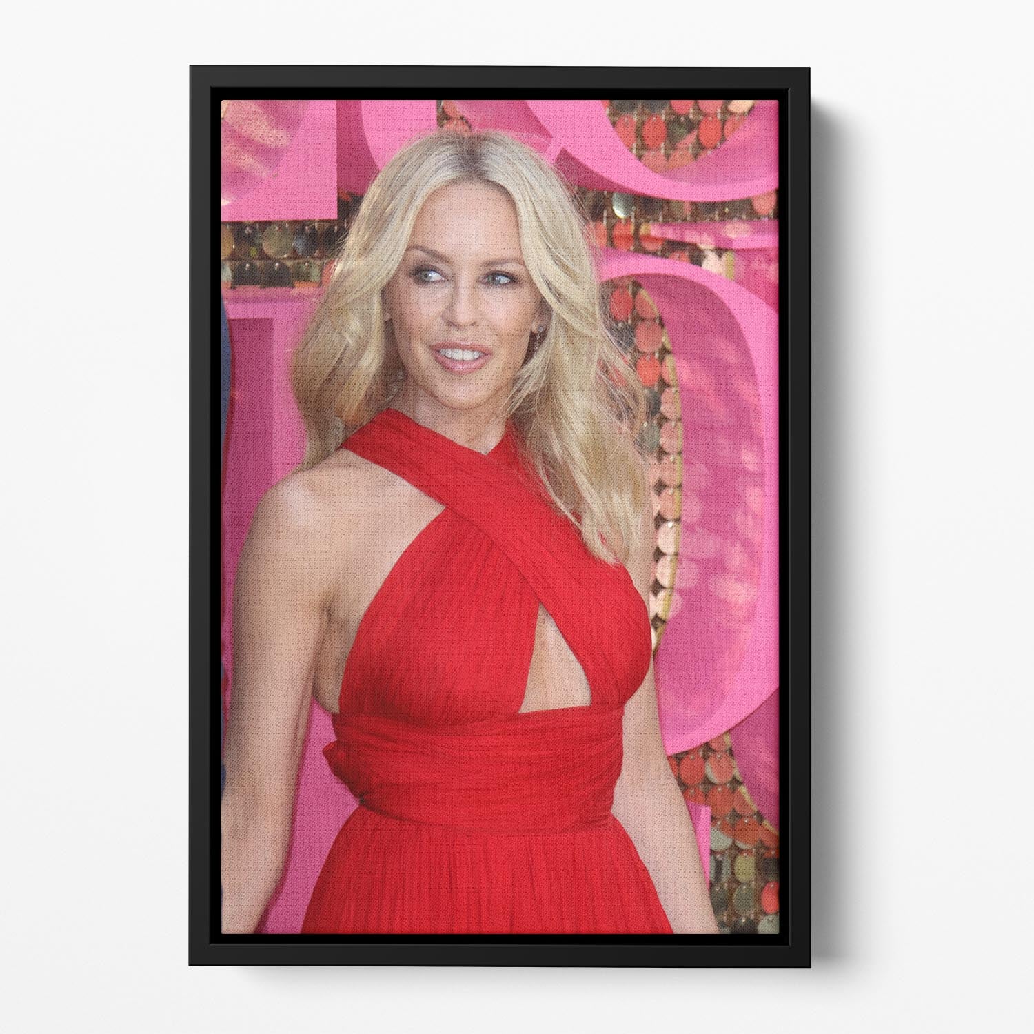 Kylie Minogue in red Floating Framed Canvas - Canvas Art Rocks - 2