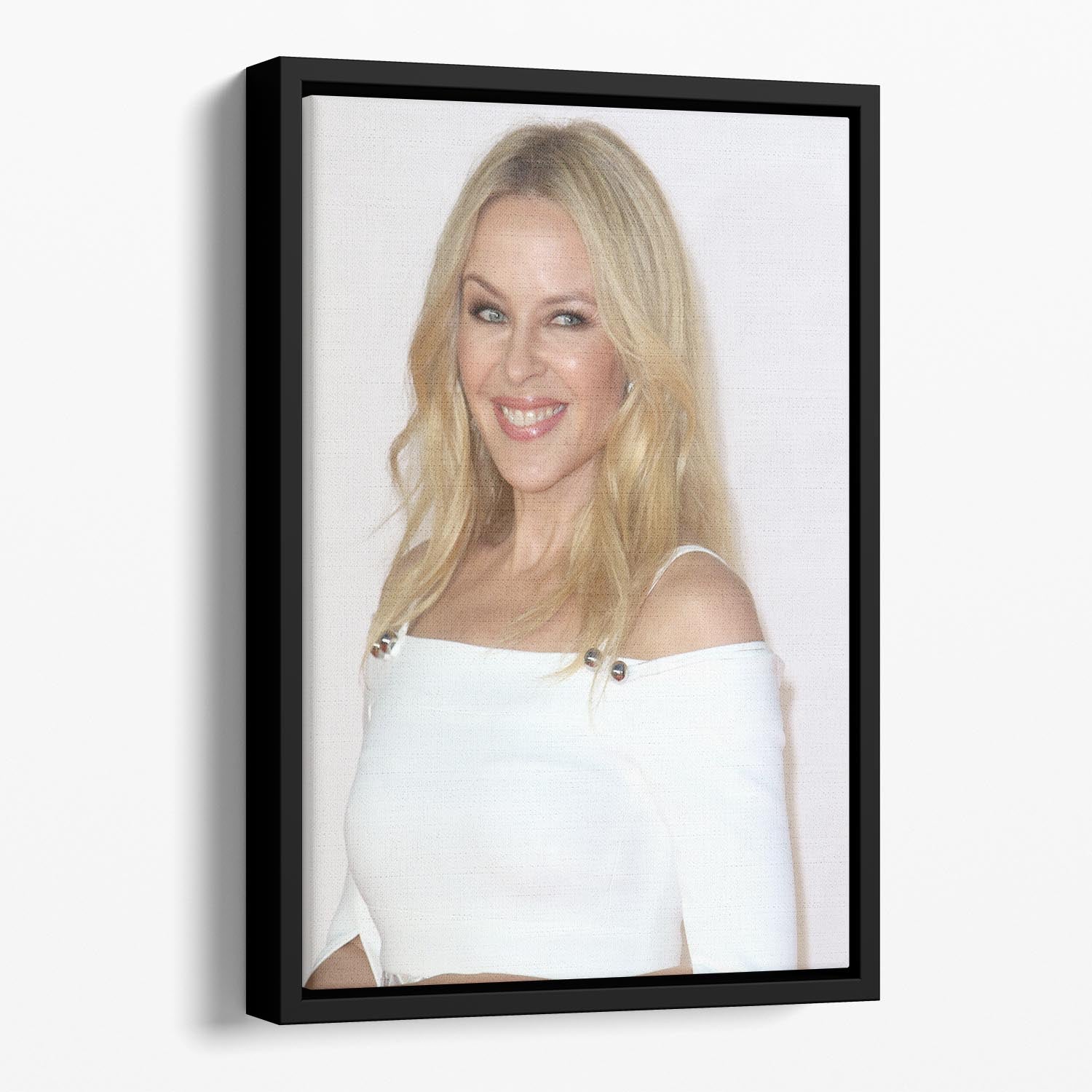 Kylie Minogue in white Floating Framed Canvas - Canvas Art Rocks - 1