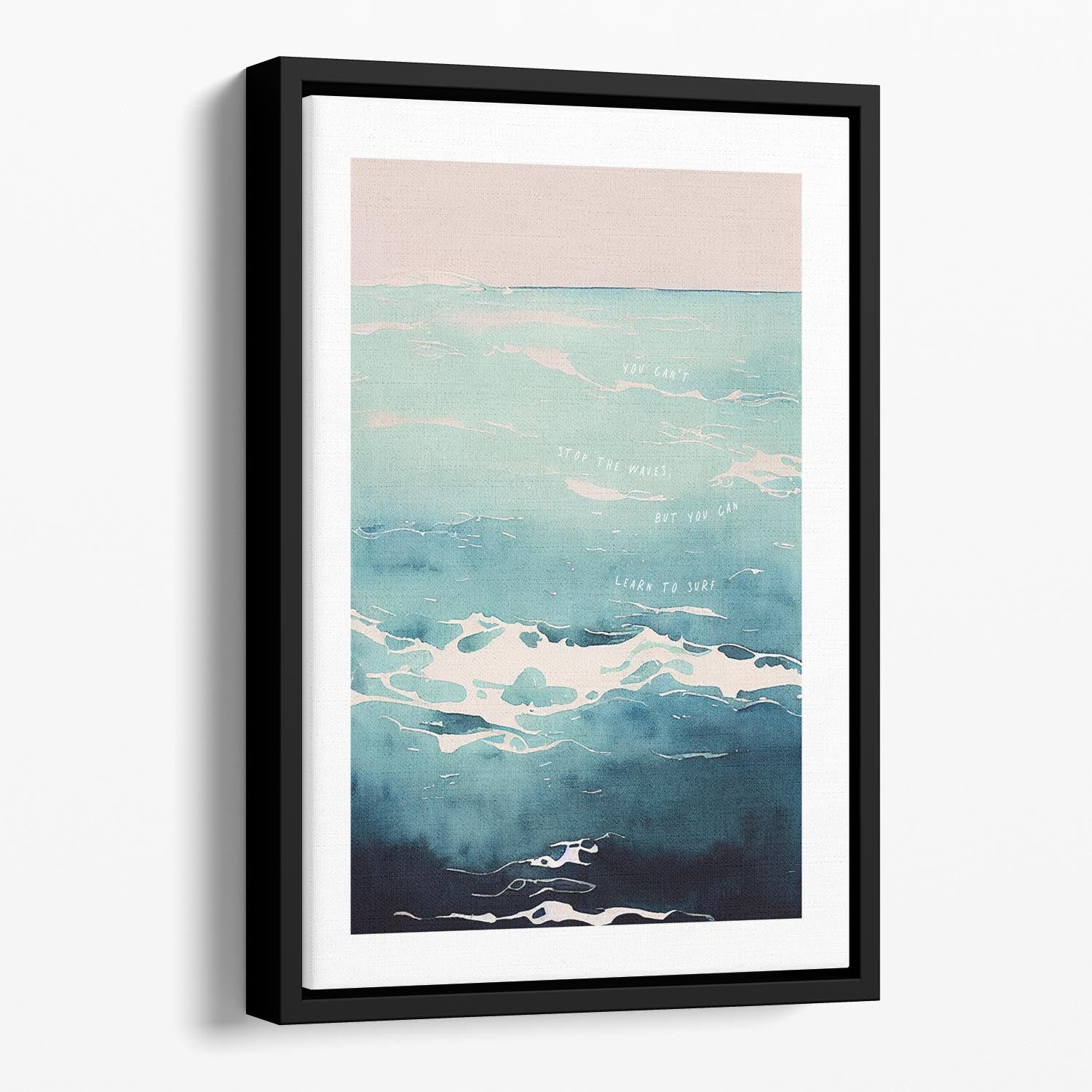 Learn To Surf Floating Framed Canvas - Canvas Art Rocks - 1