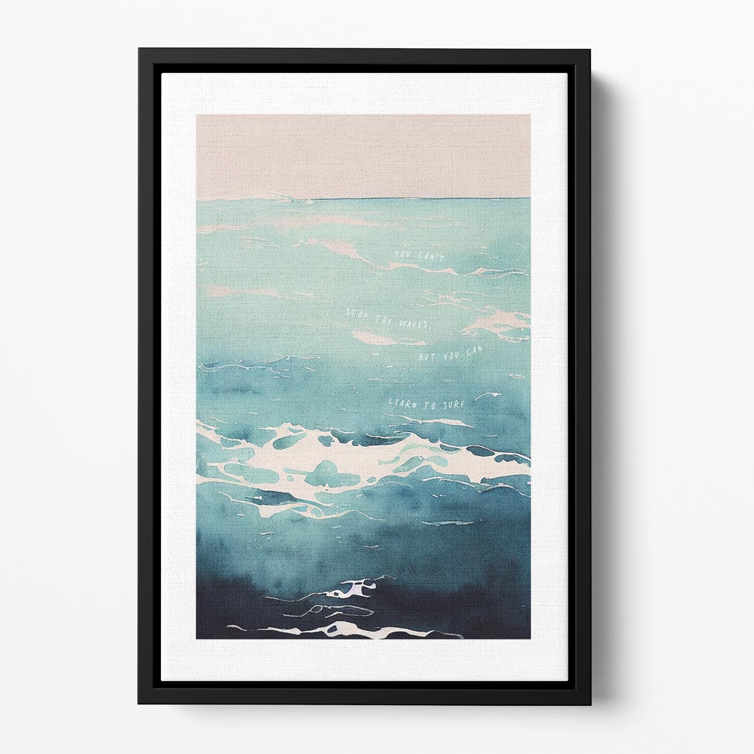 Learn To Surf Floating Framed Canvas - Canvas Art Rocks - 2