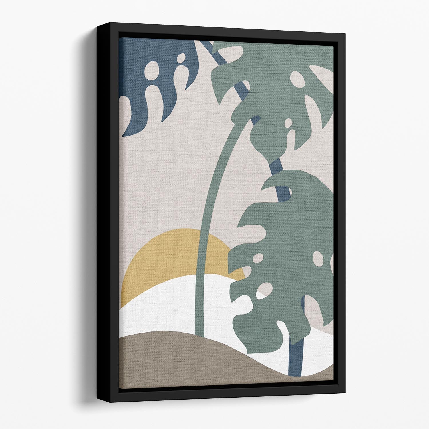 Leaves Palm Floating Framed Canvas - 1x - 1