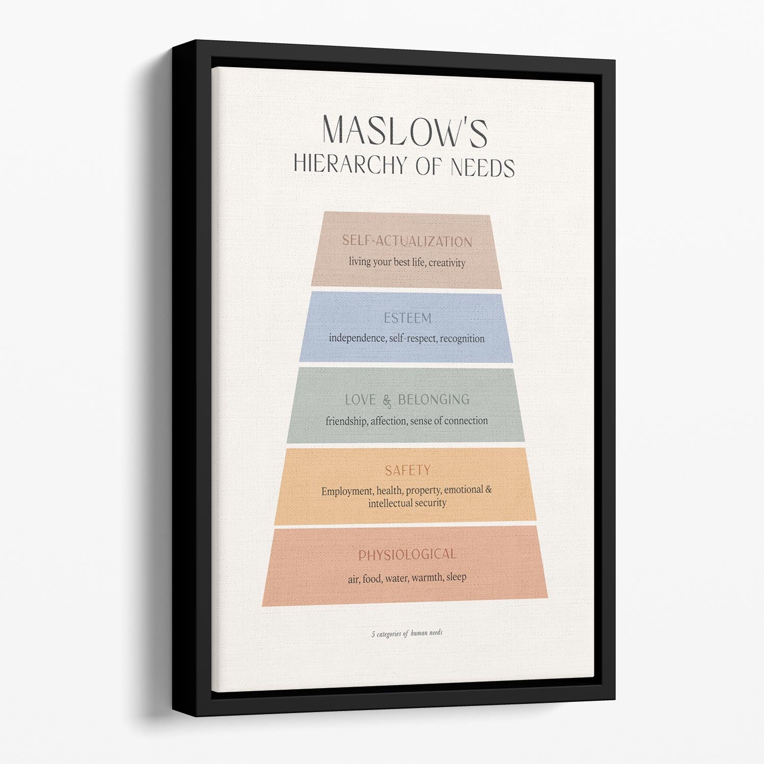 Maslows Hierarchy Of Needs Floating Framed Canvas - Canvas Art Rocks - 1