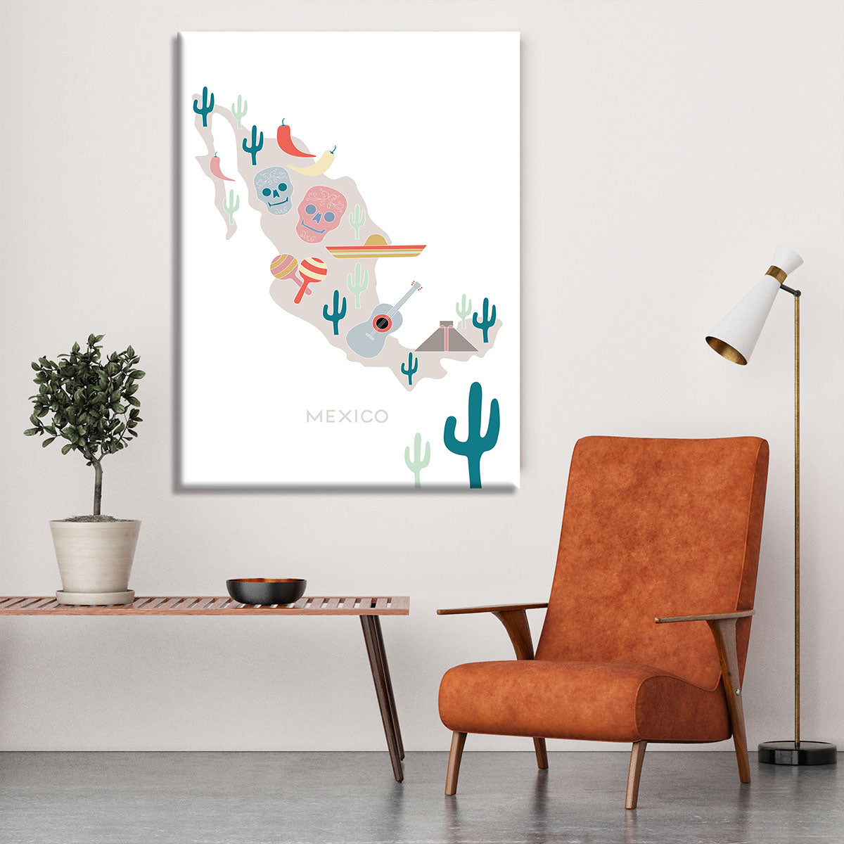 Mexico Map Canvas Print or Poster - 1x - 6