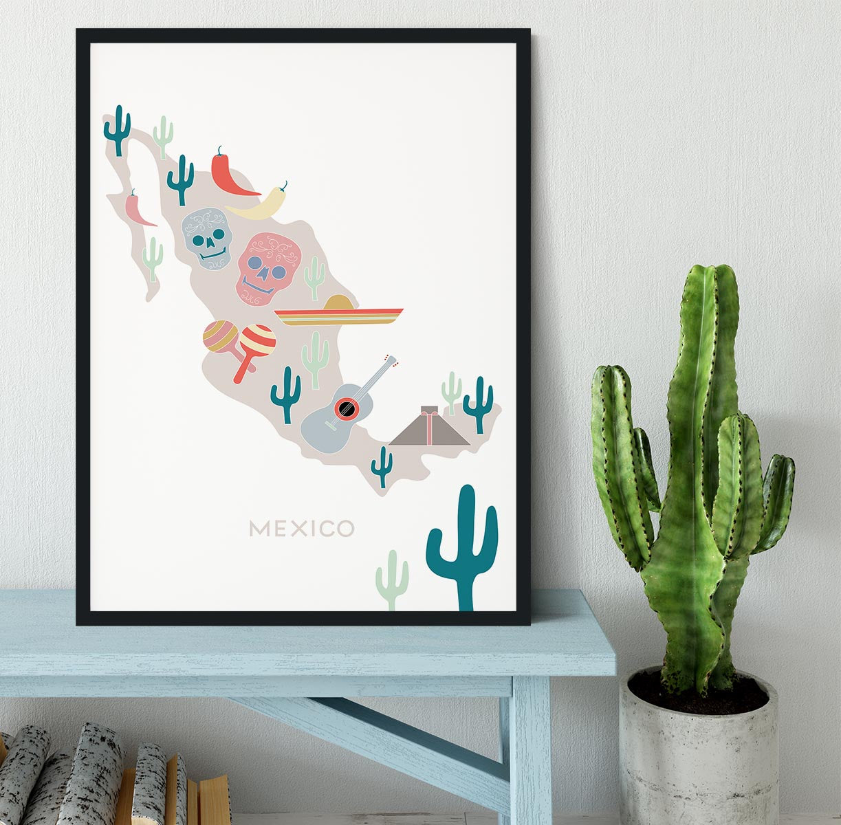 Mexico Map Framed Print - 1x - 2