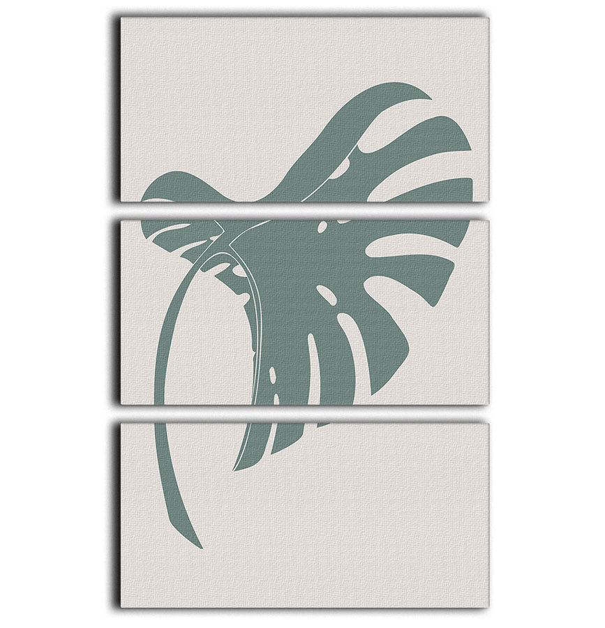 Monstera Bent Green 3 Split Panel Canvas Print - 1x - 1