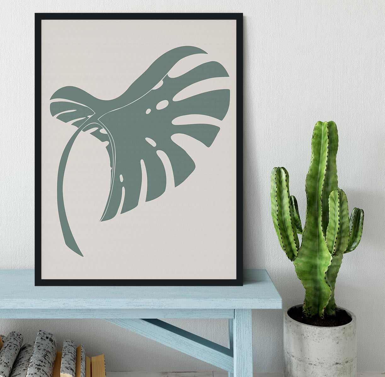 Monstera Bent Green Framed Print - 1x - 2