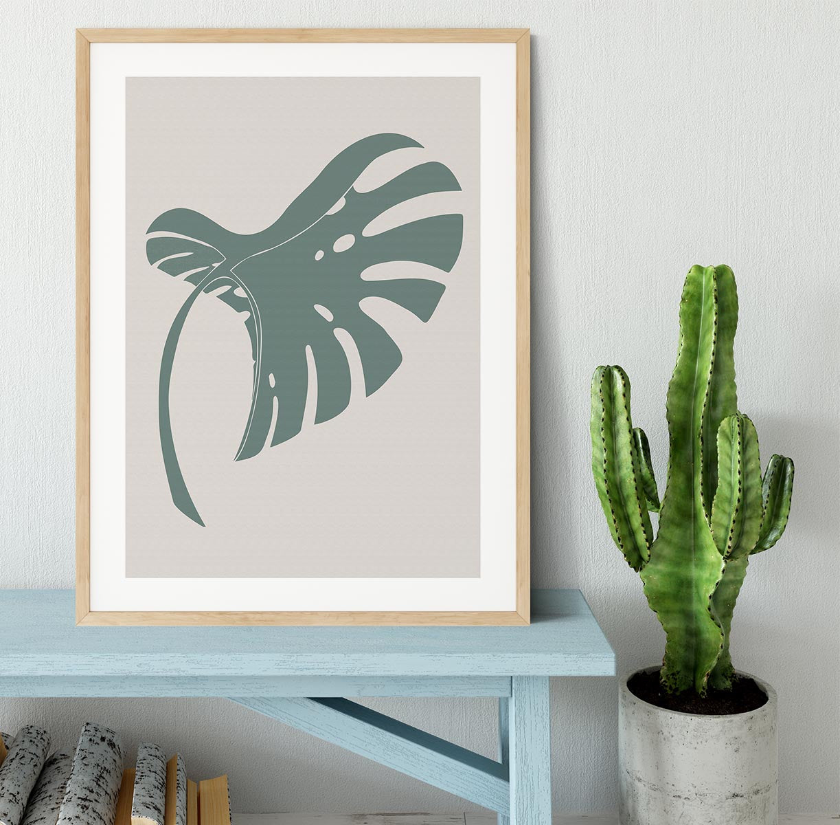 Monstera Bent Green Framed Print - 1x - 3