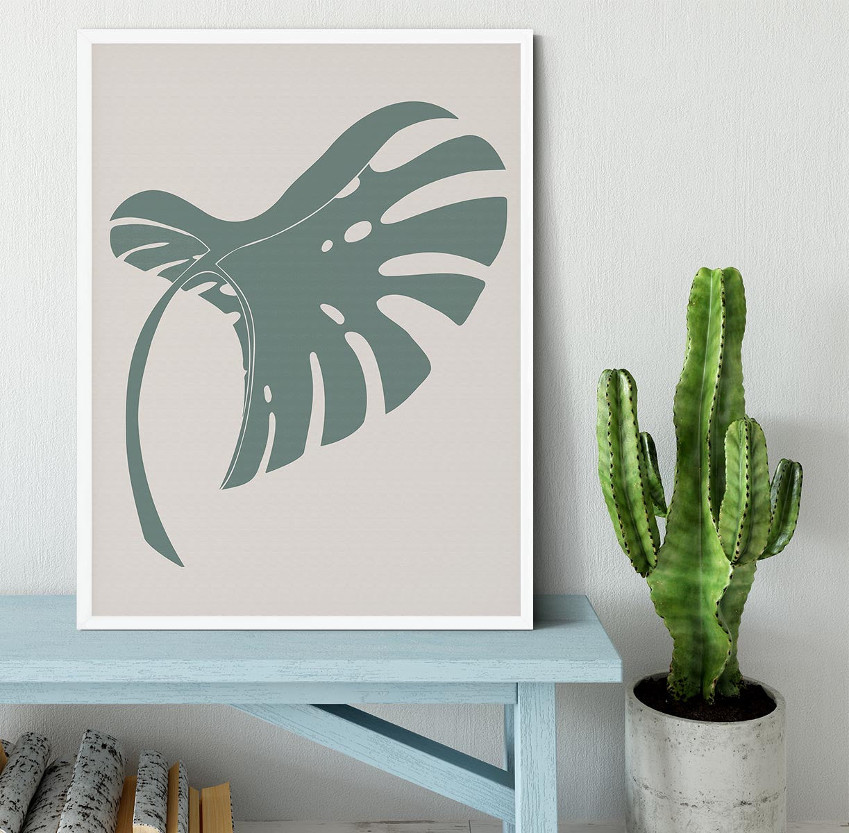 Monstera Bent Green Framed Print - 1x -6