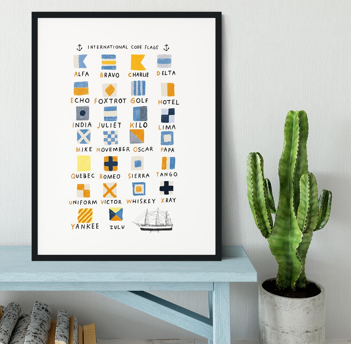 Nautical Flags Framed Print - 1x - 1