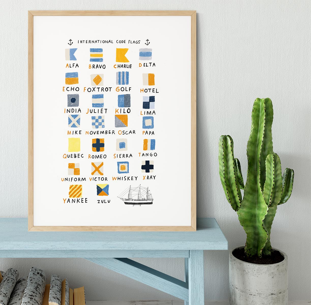 Nautical Flags Framed Print - 1x - 3