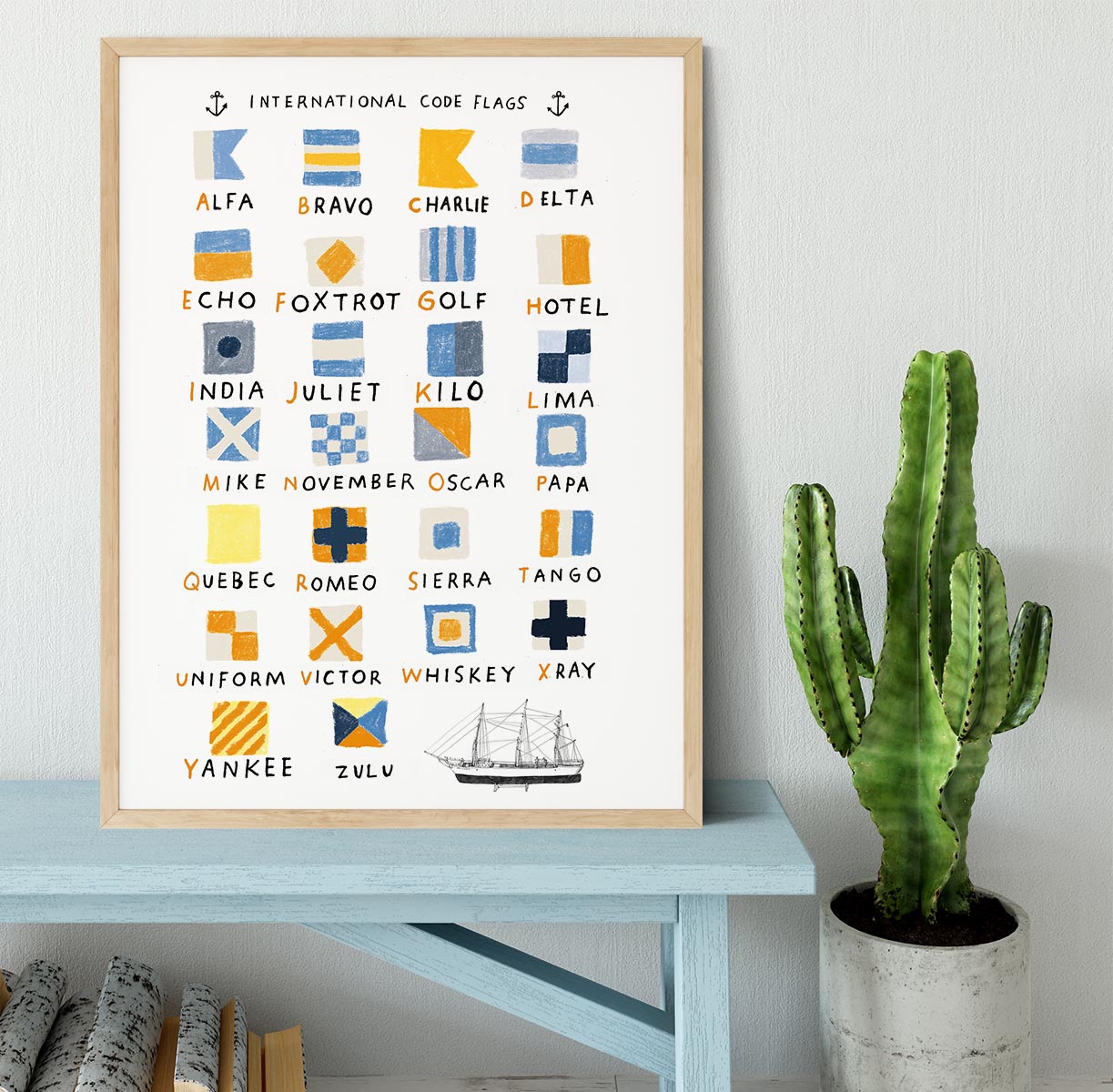 Nautical Flags Framed Print - 1x - 4