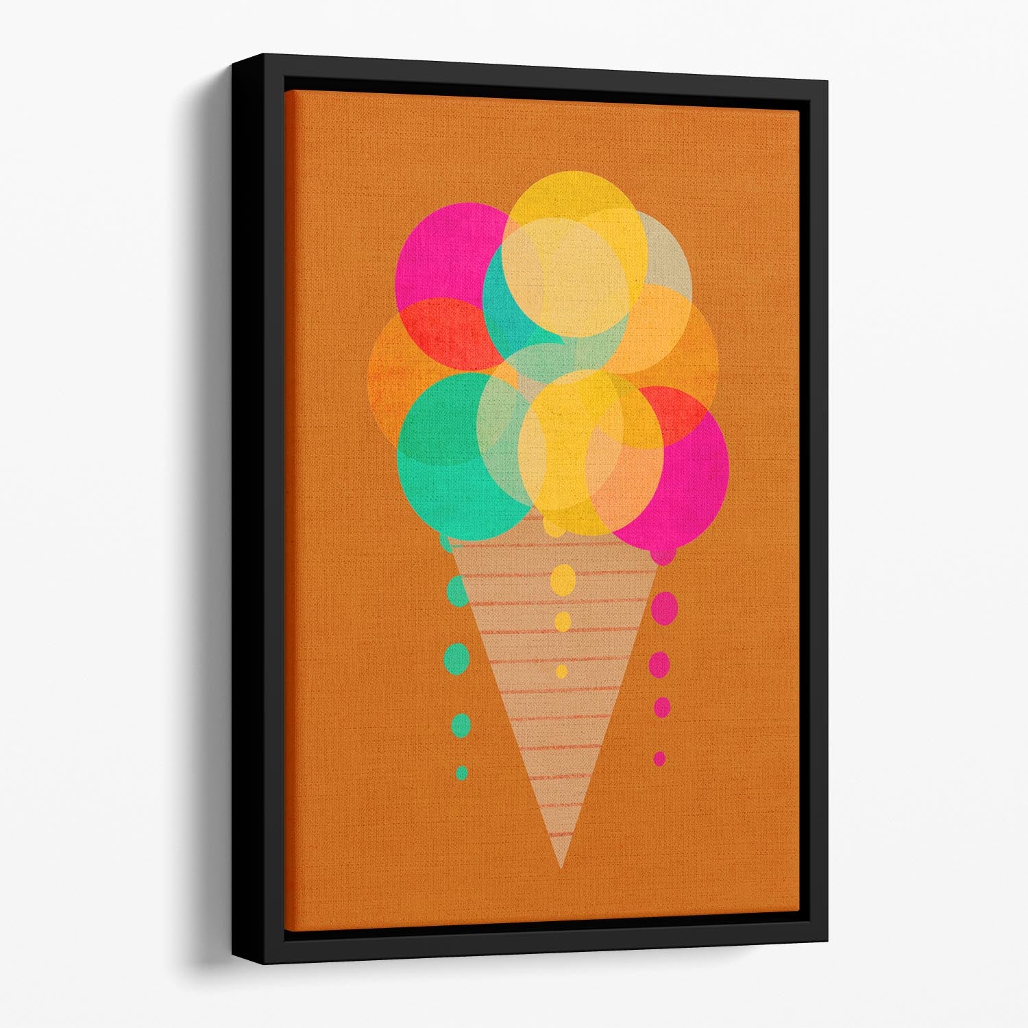 Neon Ice Cream Floating Framed Canvas - 1x - 1