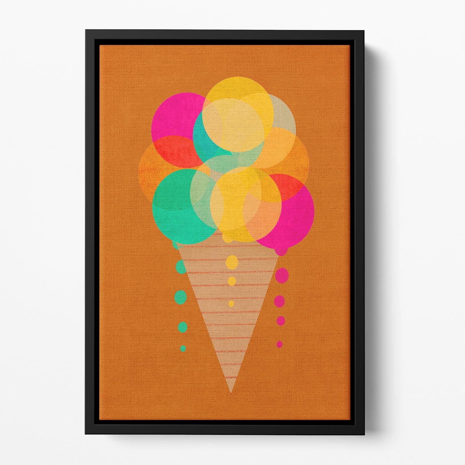 Neon Ice Cream Floating Framed Canvas - 1x - 2