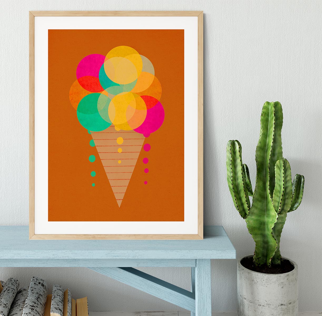 Neon Ice Cream Framed Print - 1x - 3