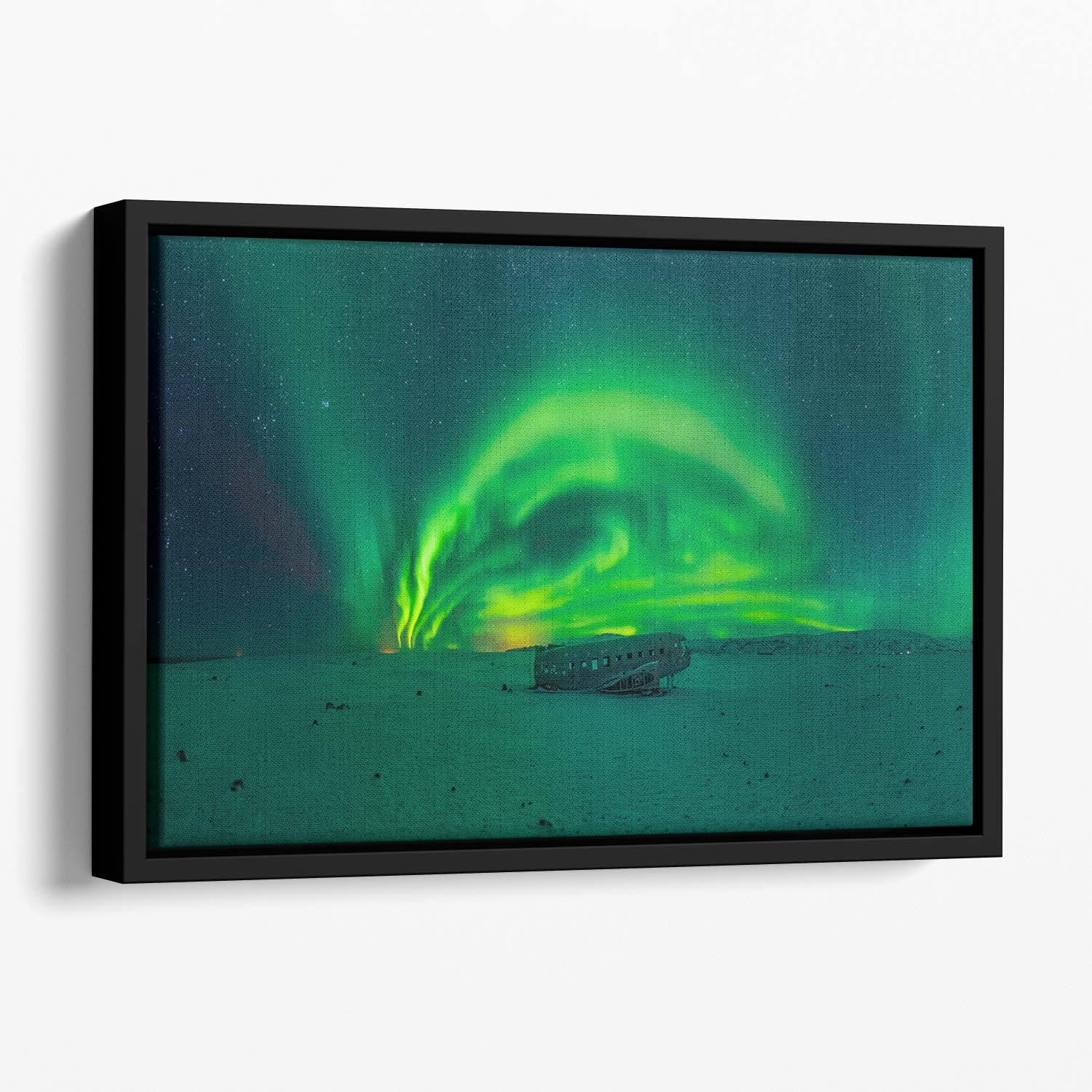 Night in Iceland Floating Framed Canvas - Canvas Art Rocks - 1