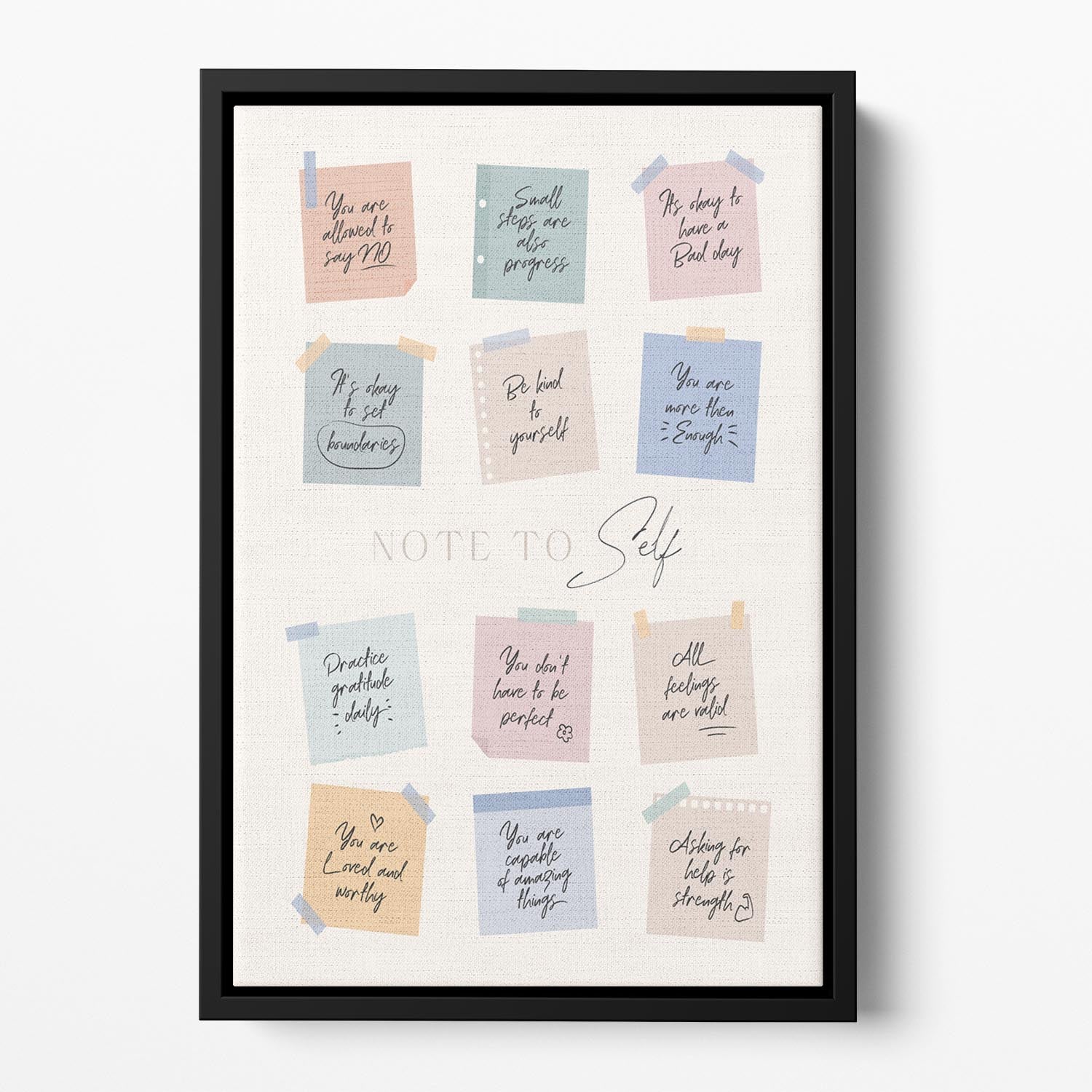 Note To Self Floating Framed Canvas - Canvas Art Rocks - 2