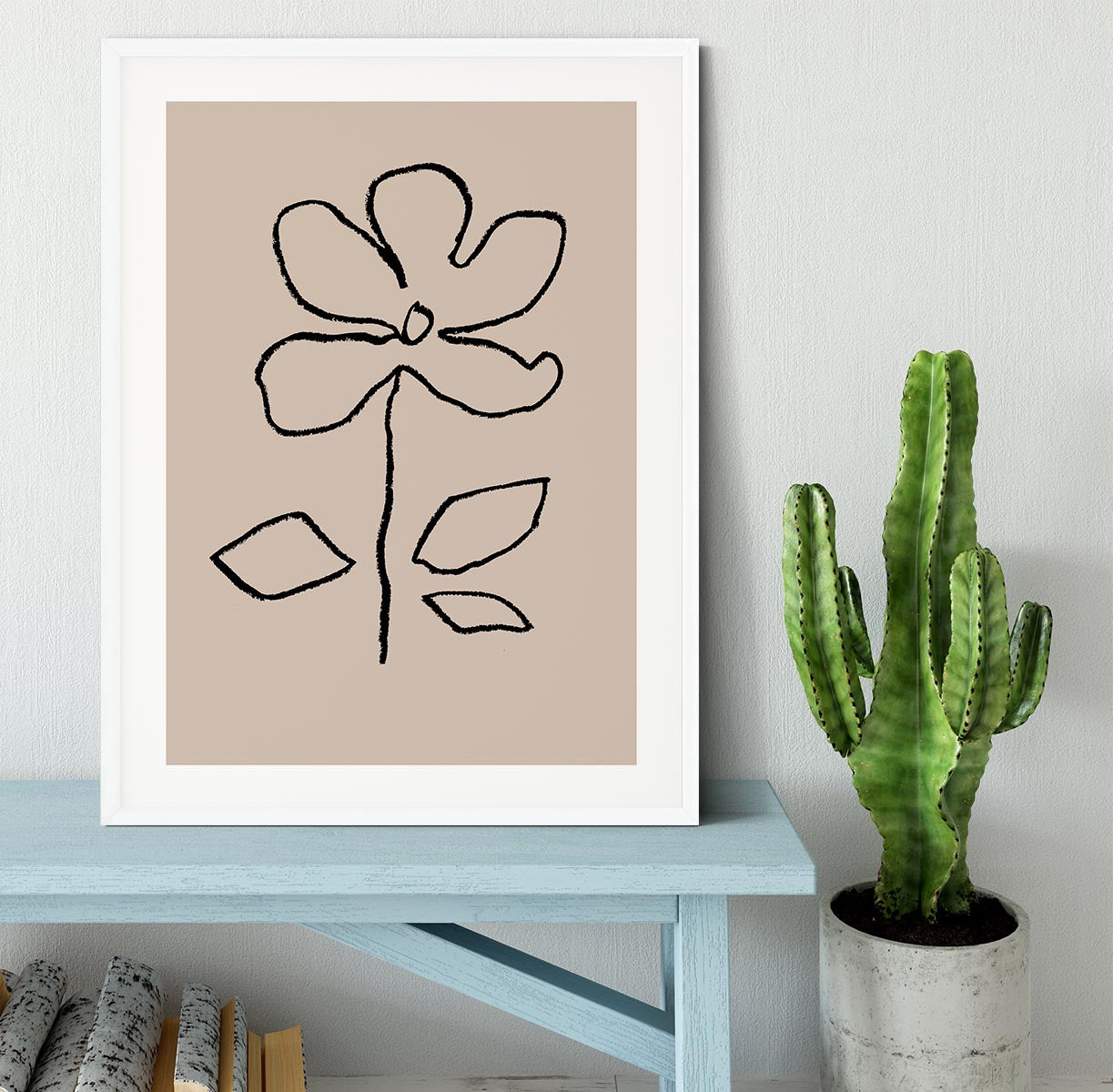 Oil Pastel Flower Black Framed Print - 1x - 5