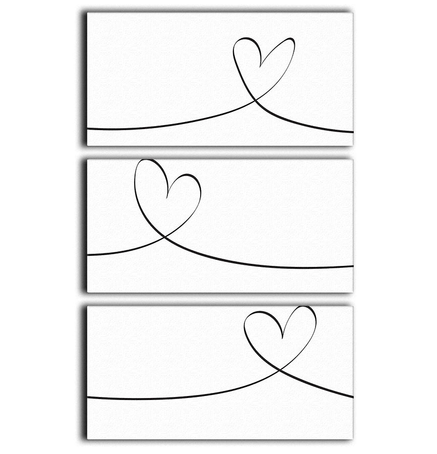 One Line 3 Split Panel Canvas Print - 1x - 1