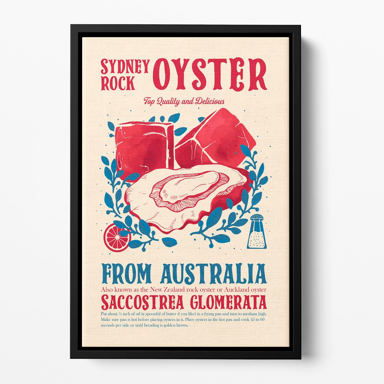 Oyster kitchen decor Floating Framed Canvas - Canvas Art Rocks - 2