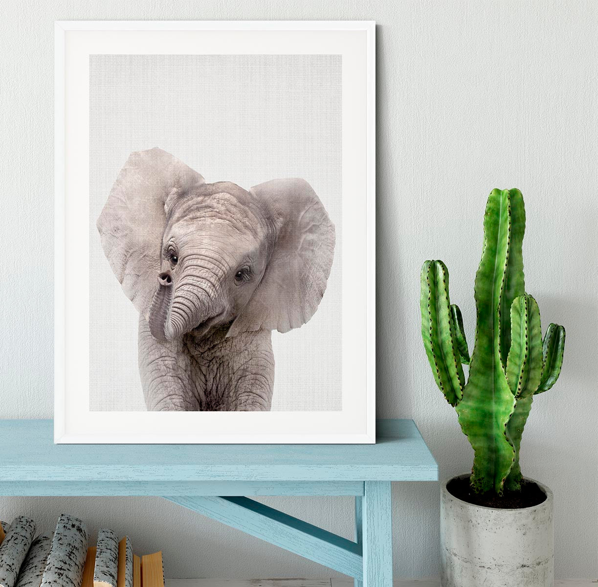 Peekaboo Baby Elephant Framed Print - 1x - 5