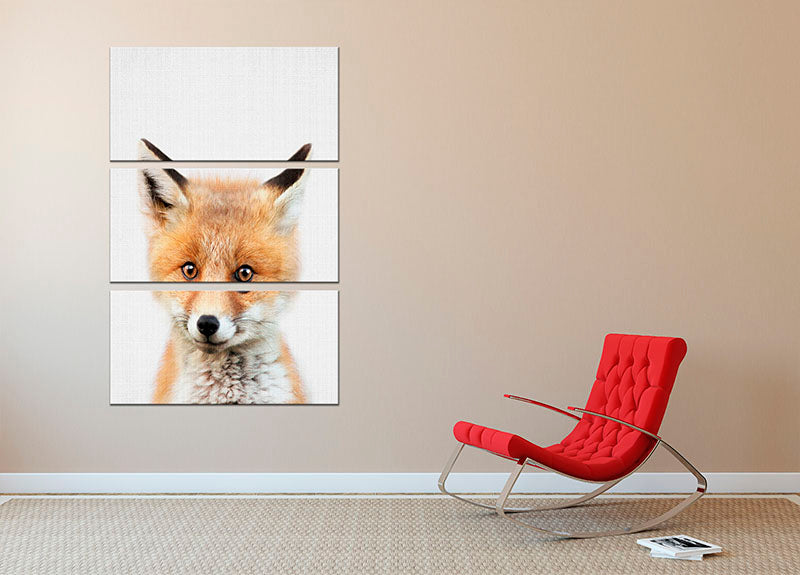 Peekaboo Baby Fox 3 Split Panel Canvas Print - 1x - 2