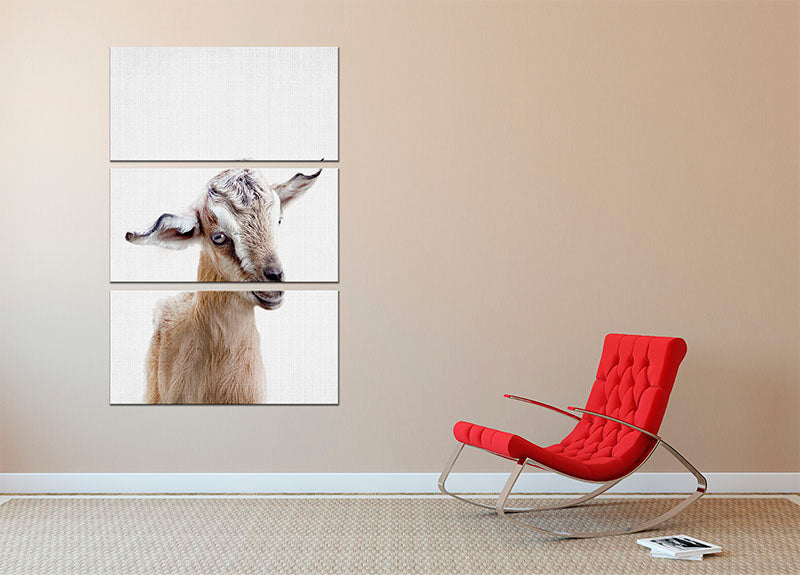 Peekaboo Baby Goat 3 Split Panel Canvas Print - 1x - 2