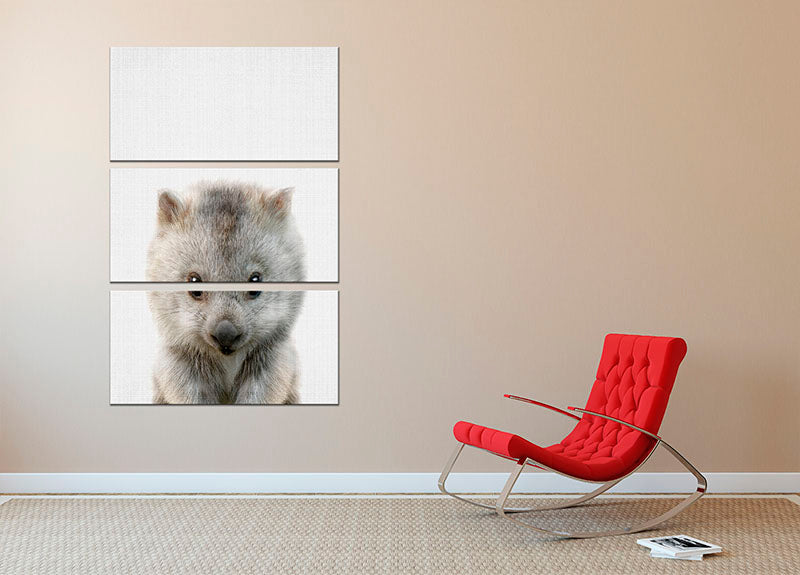 Peekaboo Baby Wombat 3 Split Panel Canvas Print - 1x - 2