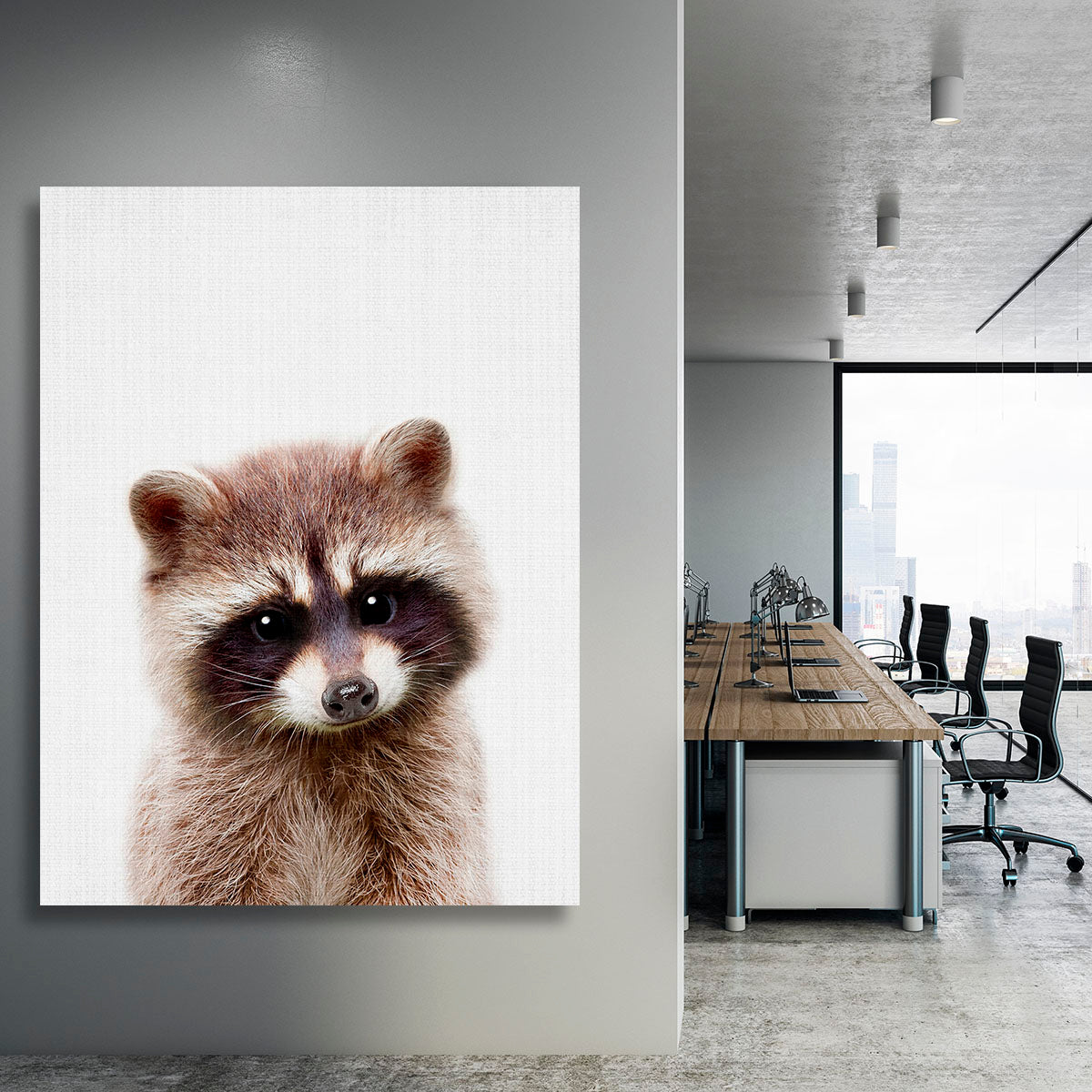 Peekaboo Raccoon Canvas Print or Poster - 1x - 3