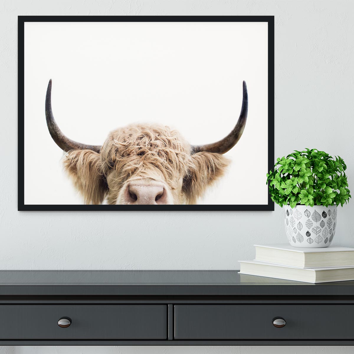 Peeking Cow Framed Print - 1x - 2