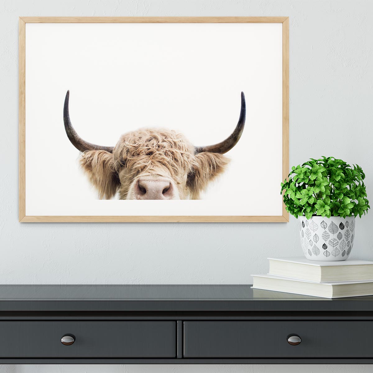 Peeking Cow Framed Print - 1x - 3