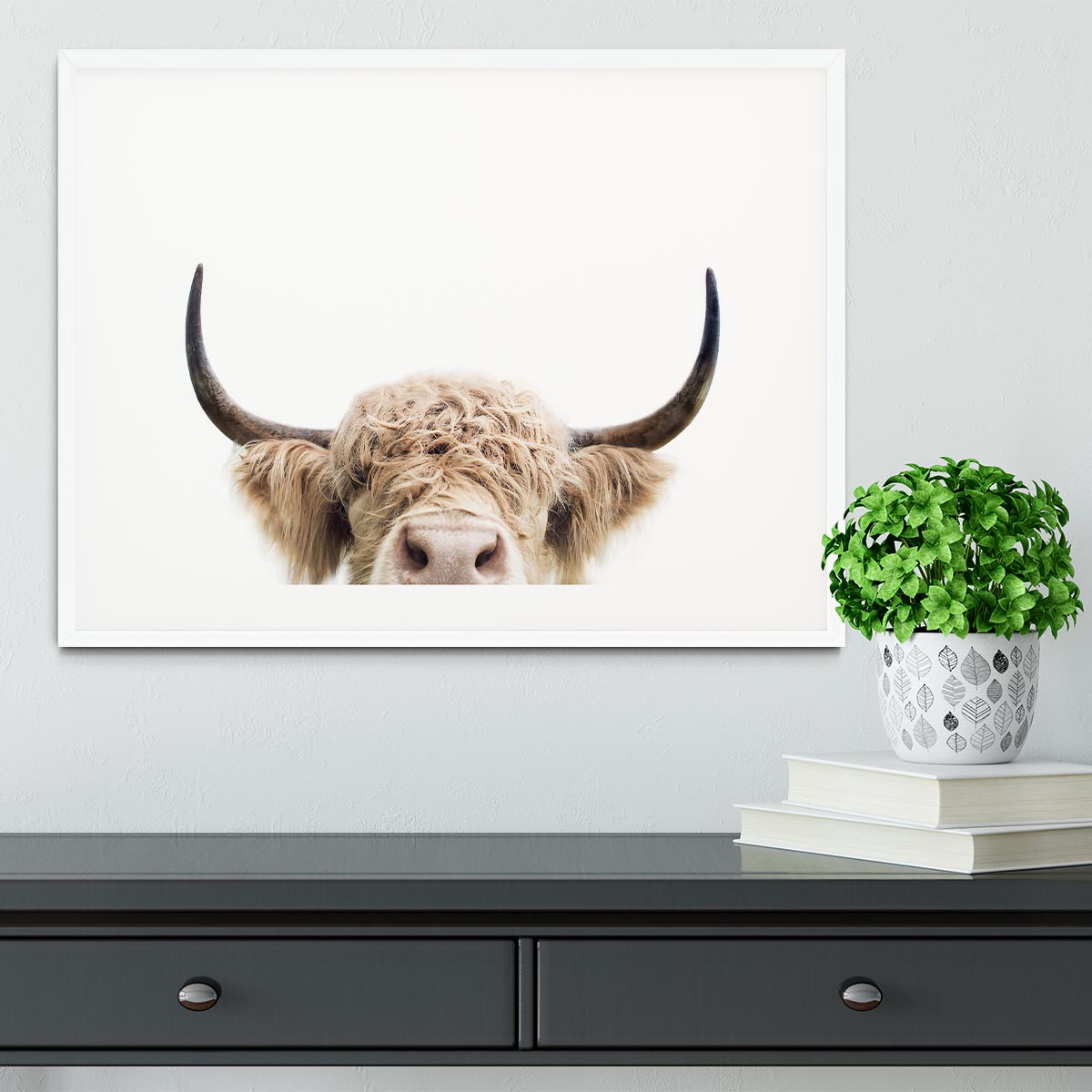 Peeking Cow Framed Print - 1x - 5