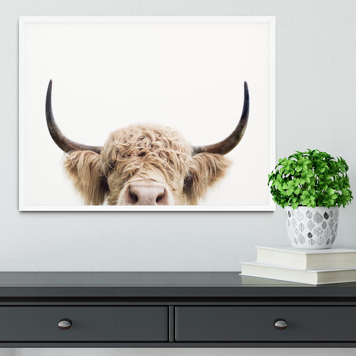 Peeking Cow Framed Print - 1x -6