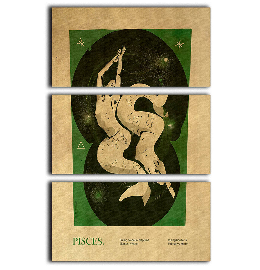 Pisces Celestial Dreams Poster 3 Split Panel Canvas Print - Canvas Art Rocks - 1